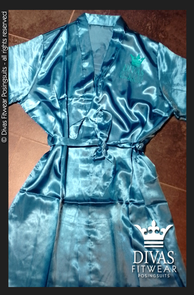 Satin Personalised Backstage Robe - Teal/Aqua