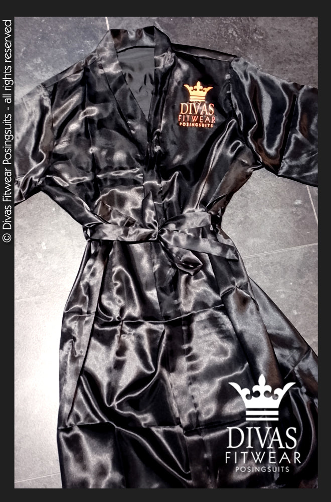 Satin Personalised Backstage Robe - Black/Orange