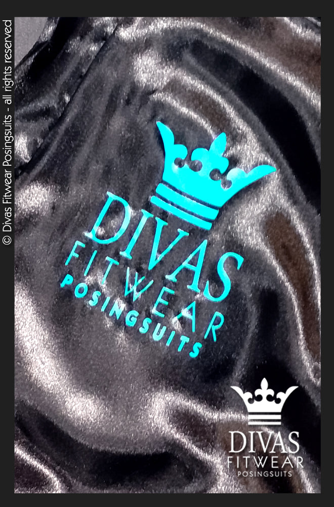 Satin Personalised Backstage Robe - Black/Teal