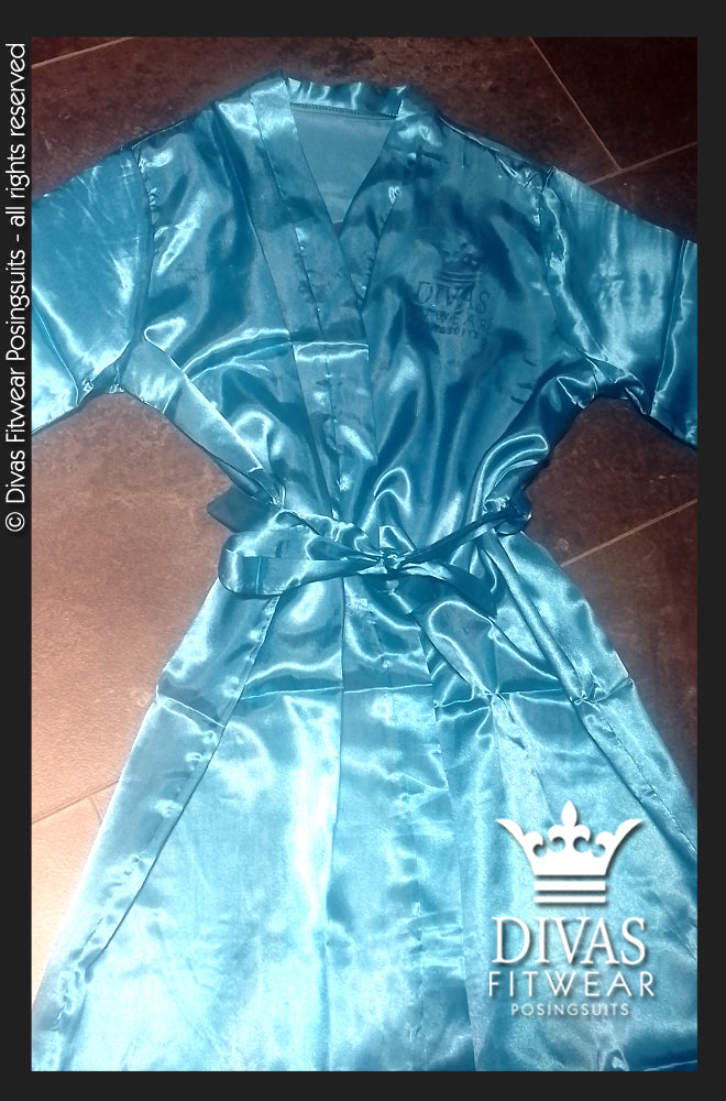 Satin Personalised Backstage Robe - Teal/Teal -