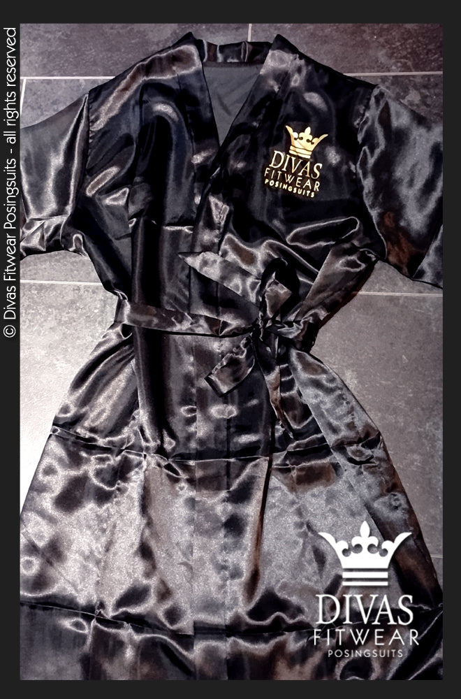 Satin Personalised Backstage Robe - Black/Gold