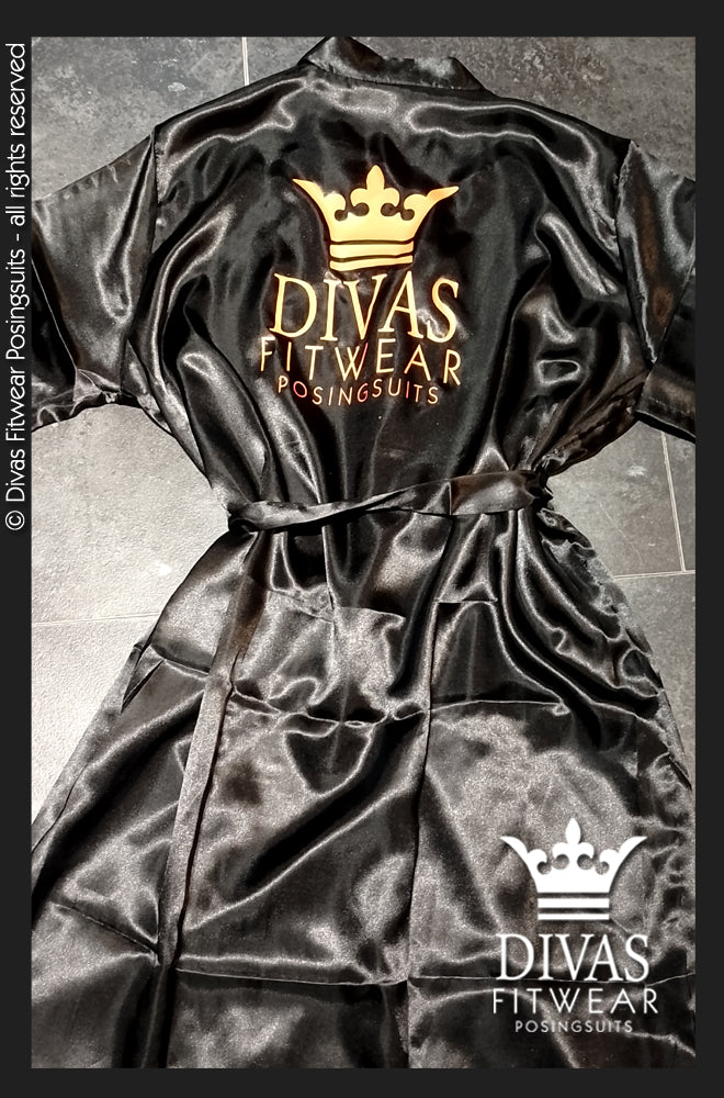 Satin Personalised Backstage Robe - Black/Orange