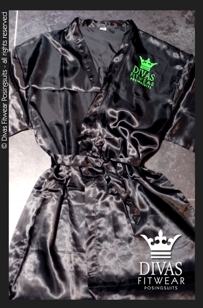 Satin Personalised Backstage Robe - Black/Green