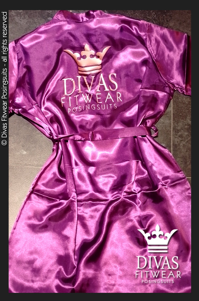 Satin Personalised Backstage Robe - Purple/Rose Gold