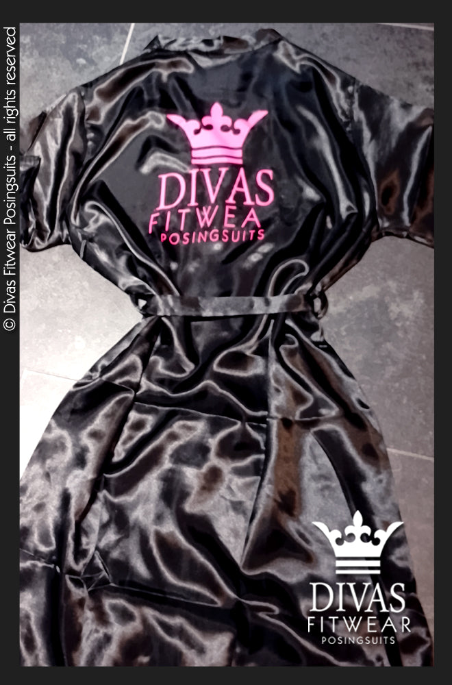 Satin Personalised Backstage Robe - Black/Pink