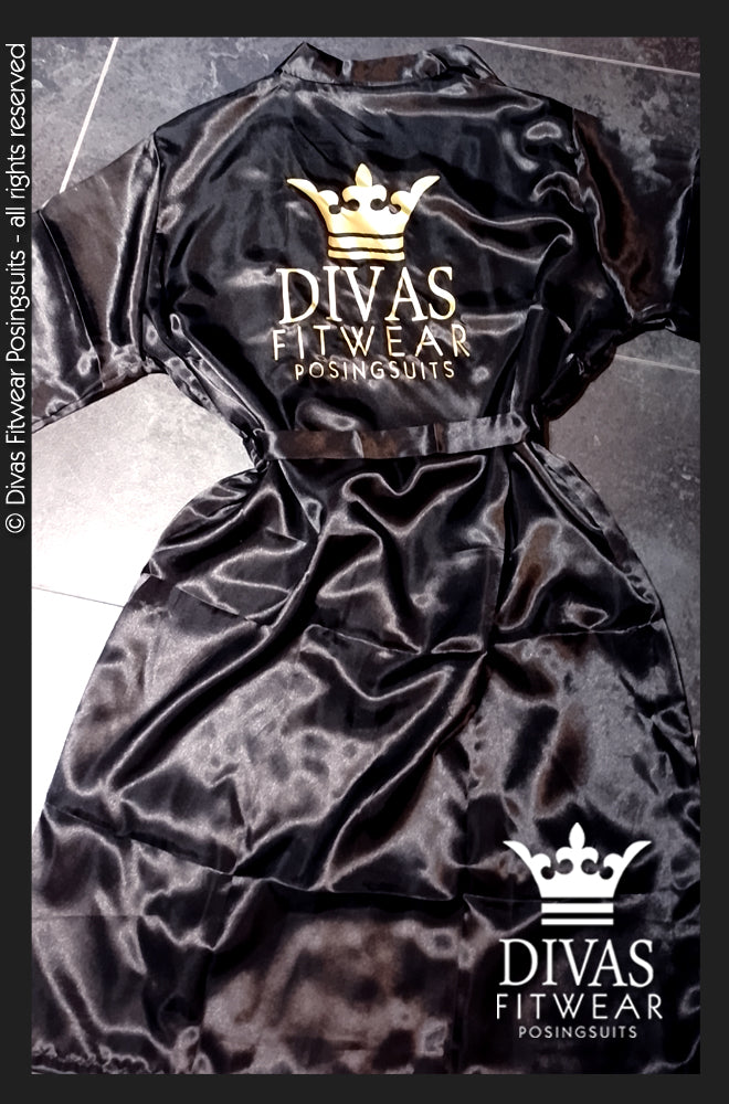 Satin Personalised Backstage Robe - Black/Gold