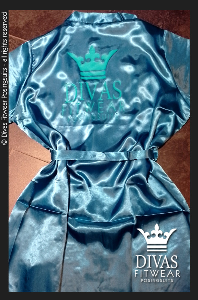 Satin Personalised Backstage Robe - Teal/Aqua