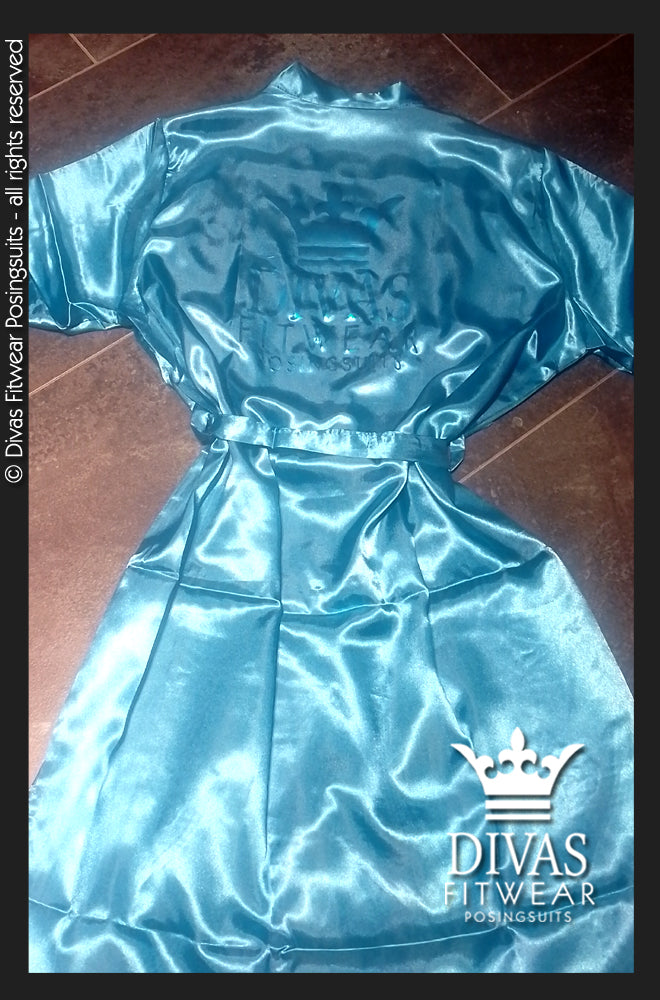 Satin Personalised Backstage Robe - Teal/Teal -
