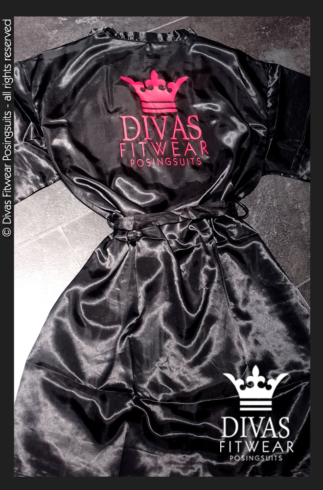 Satin Personalised Backstage Robe - Black/Red