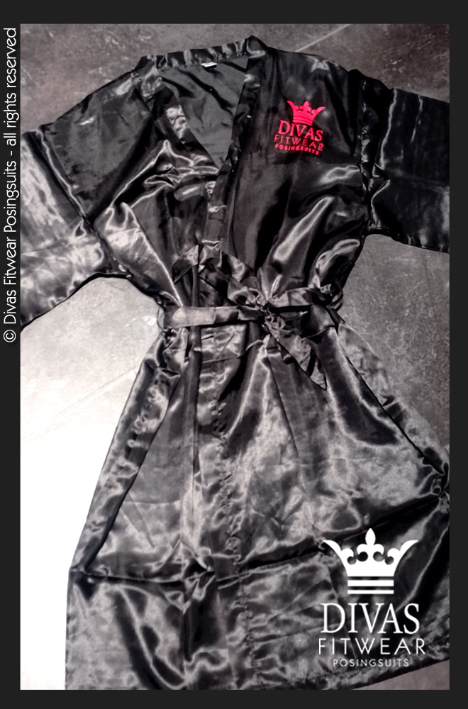 Satin Personalised Backstage Robe - Black/Red