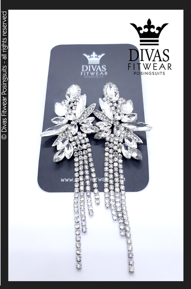 Divas Fitwear Rhinestone Long Drop Earrings ' Soha'