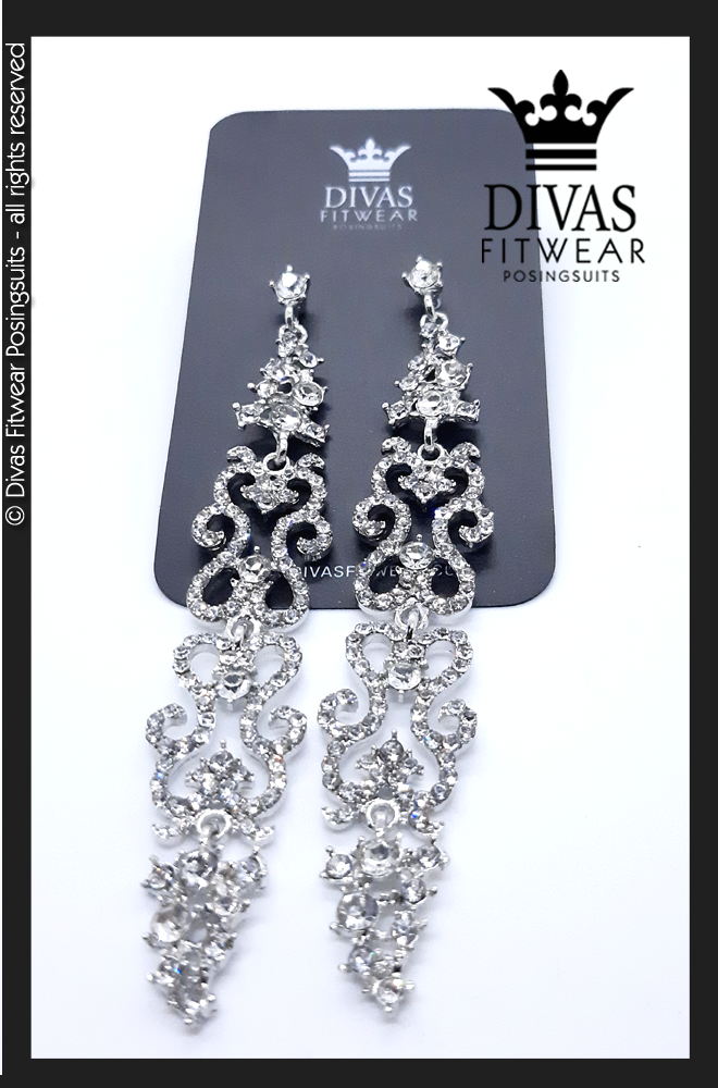 Divas Fitwear Rhinestone Long Drop Earrings ' Native'