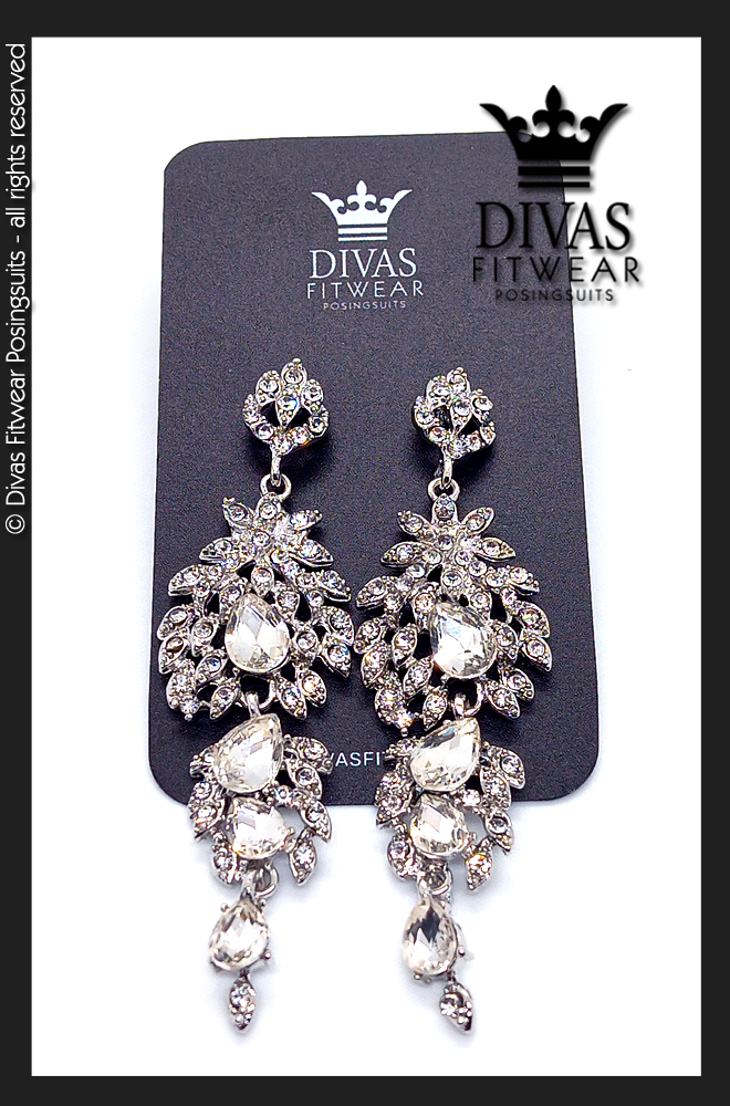 Divas Fitwear Rhinestone Long Drop Earrings 'Evan'