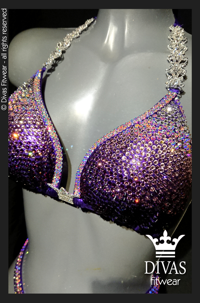 RENTAL Cross Back Figure Suit 'Ombre Purple'
