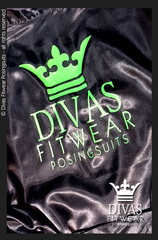 Satin Personalised Backstage Robe - Black/Green