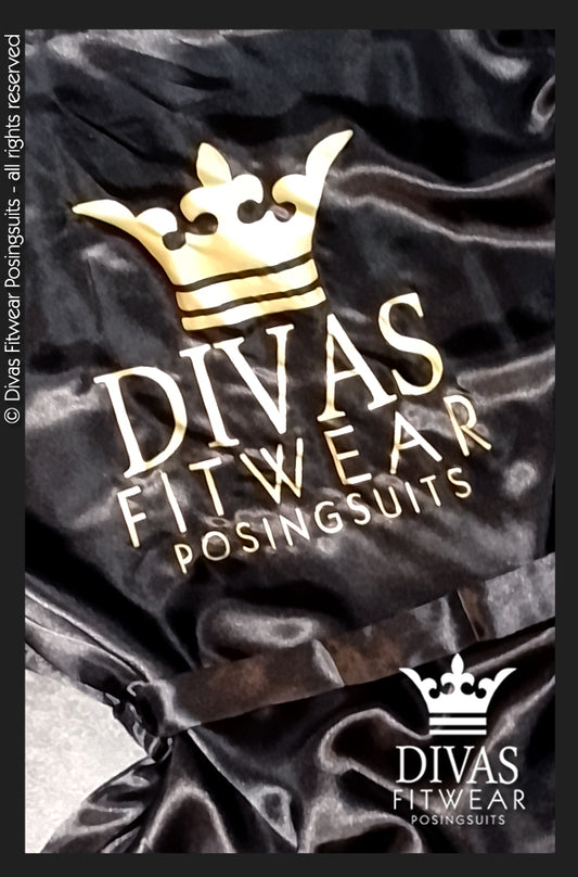 Satin Personalised Backstage Robe - Black/Gold