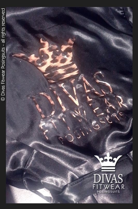 Satin Personalised Backstage Robe - Black/Leopard