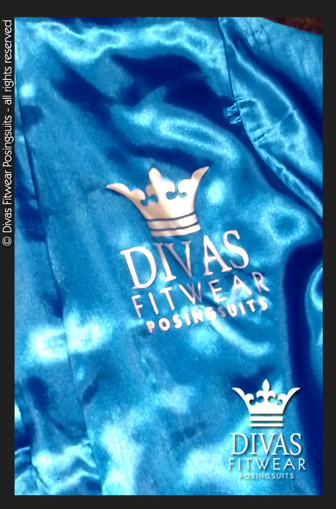 Satin Personalised Backstage Robe - Royal Blue/Silver -