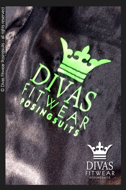 Satin Personalised Backstage Robe - Black/Green