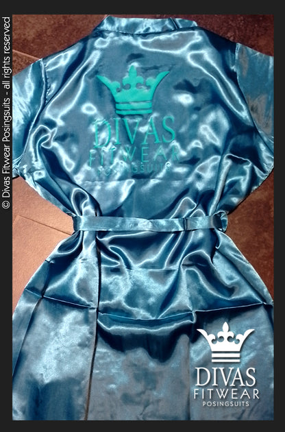 Satin Personalised Backstage Robe - Teal/Aqua