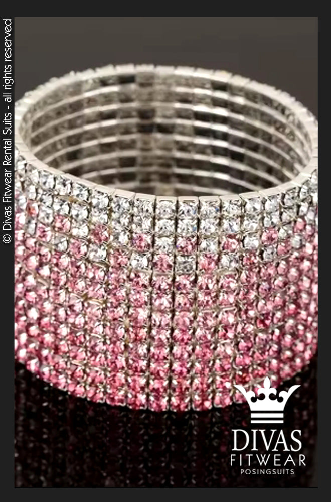 Elastic Cuff Bracelet  - 12 row pink ombre