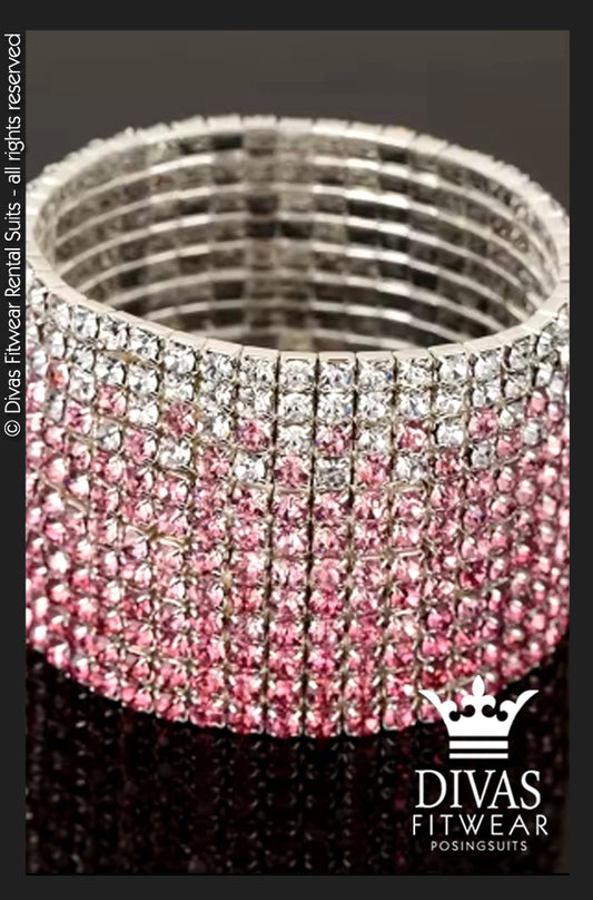 Elastic Cuff Bracelet  - 12 row pink ombre