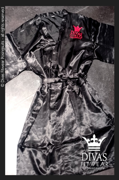 Satin Personalised Backstage Robe - Black/Red