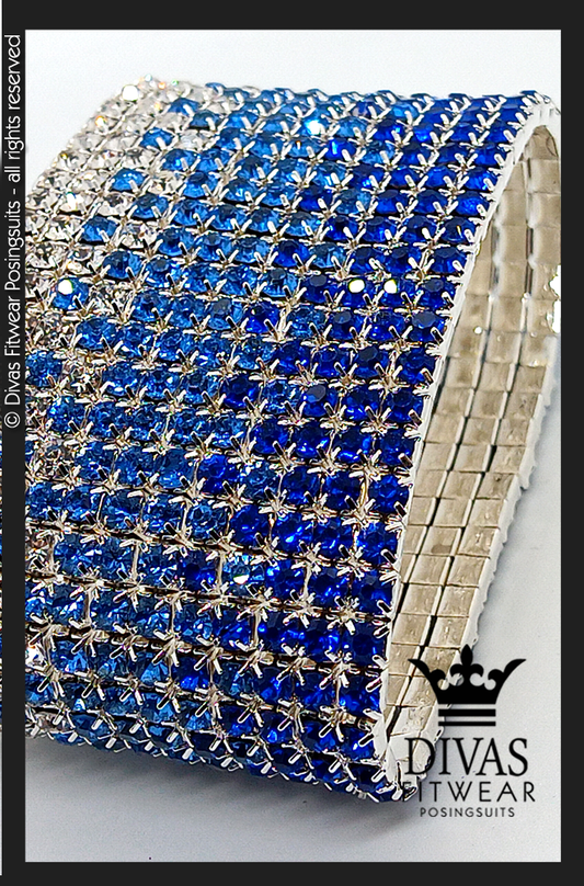 Divas Fitwear Elastic Cuff Bracelet  - 12 row blue ombre