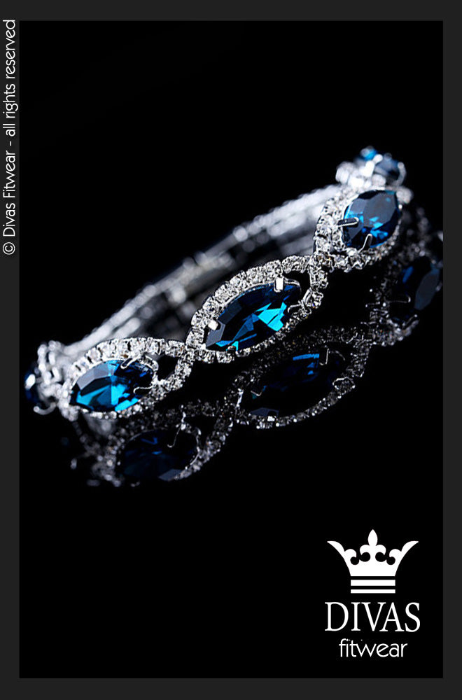 Divas Fitwear Czech Rhinestone Bracelet  - ' Azul' 