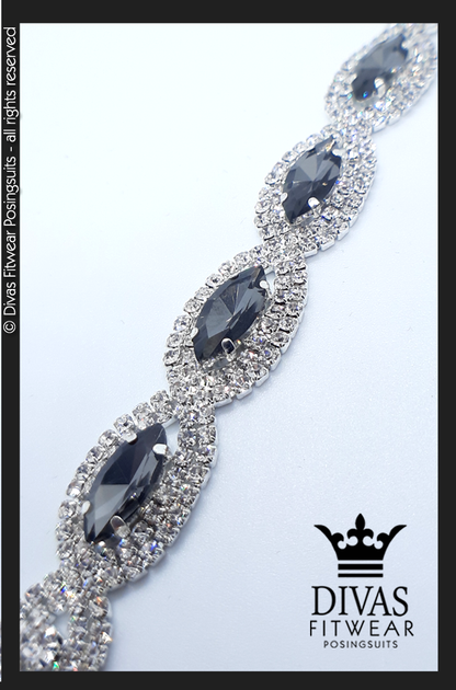 Divas Fitwear Czech Rhinestone Bracelet  - ' Gris' 
