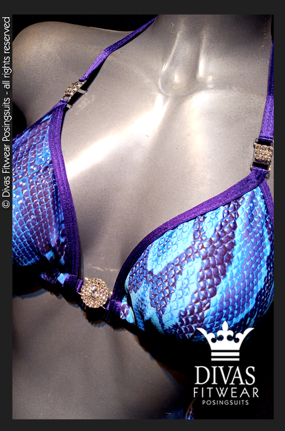 PRACTICE Cross Back Figure Suit  'Turquoise Snakeskin'